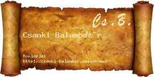 Csanki Balambér névjegykártya